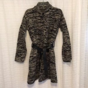 Long sweater, genuine leather belt included!